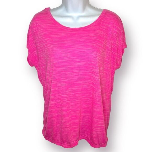 Tek Gear Athletic Short Sleeve Criss Cross Back Tee Workout Tshirt Hot Pink M - Picture 3 of 12